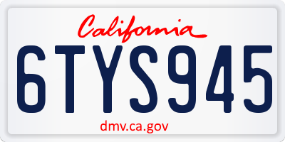CA license plate 6TYS945