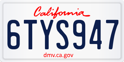CA license plate 6TYS947