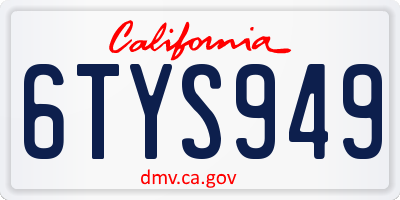 CA license plate 6TYS949