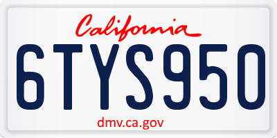 CA license plate 6TYS950