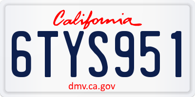 CA license plate 6TYS951