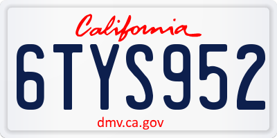 CA license plate 6TYS952