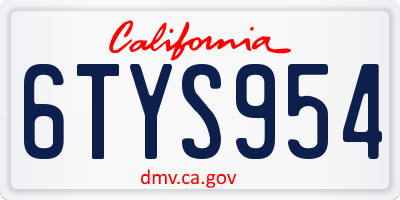 CA license plate 6TYS954