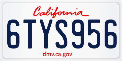 CA license plate 6TYS956
