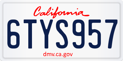 CA license plate 6TYS957