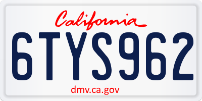 CA license plate 6TYS962