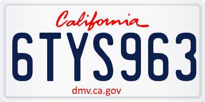 CA license plate 6TYS963