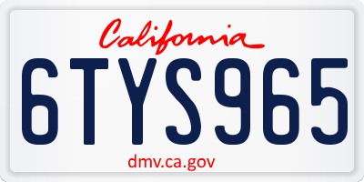 CA license plate 6TYS965