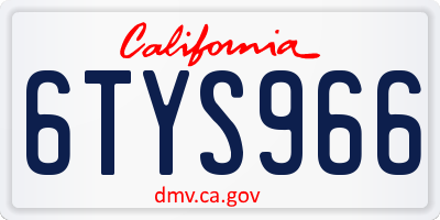 CA license plate 6TYS966