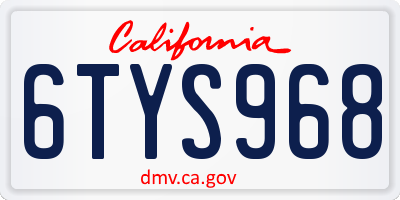 CA license plate 6TYS968