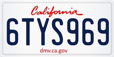 CA license plate 6TYS969