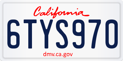 CA license plate 6TYS970