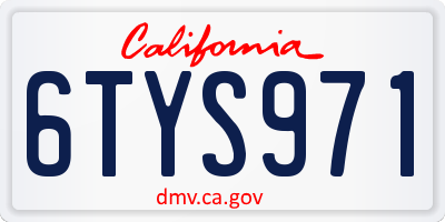 CA license plate 6TYS971