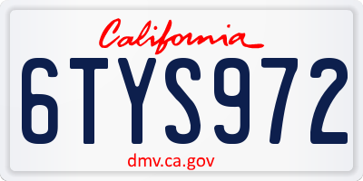 CA license plate 6TYS972