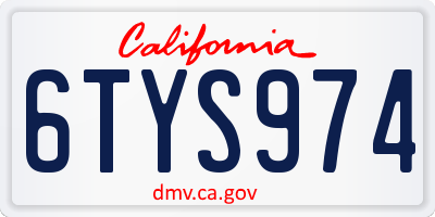 CA license plate 6TYS974