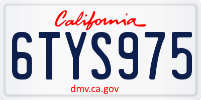 CA license plate 6TYS975