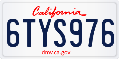 CA license plate 6TYS976