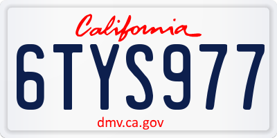 CA license plate 6TYS977