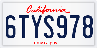 CA license plate 6TYS978