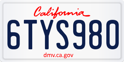 CA license plate 6TYS980