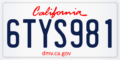CA license plate 6TYS981