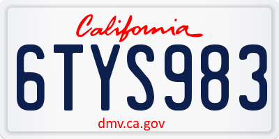 CA license plate 6TYS983