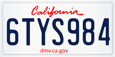 CA license plate 6TYS984