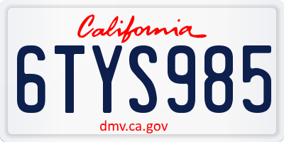 CA license plate 6TYS985