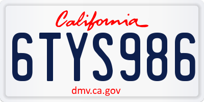 CA license plate 6TYS986