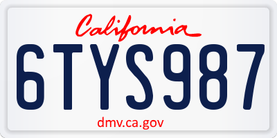 CA license plate 6TYS987