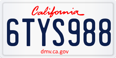 CA license plate 6TYS988