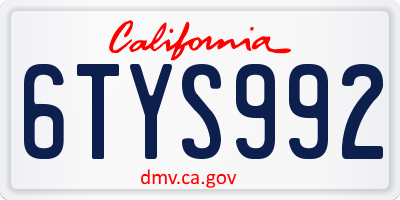 CA license plate 6TYS992