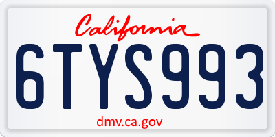 CA license plate 6TYS993