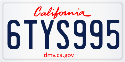 CA license plate 6TYS995