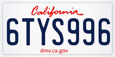 CA license plate 6TYS996