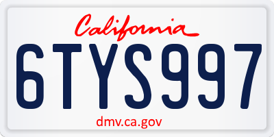 CA license plate 6TYS997