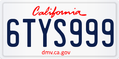 CA license plate 6TYS999