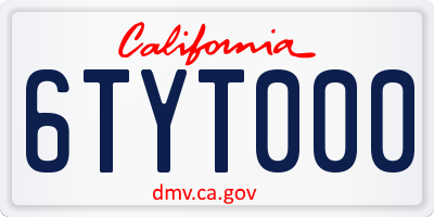 CA license plate 6TYT000