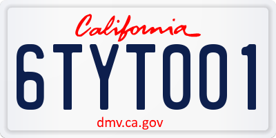 CA license plate 6TYT001