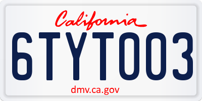 CA license plate 6TYT003