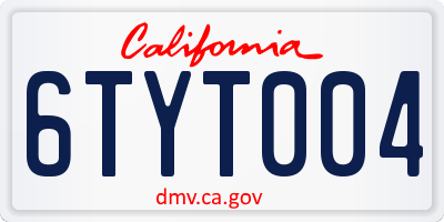 CA license plate 6TYT004