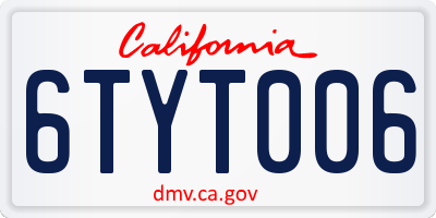 CA license plate 6TYT006