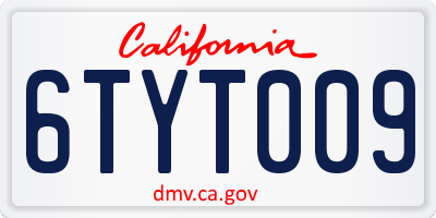 CA license plate 6TYT009