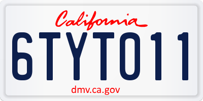 CA license plate 6TYT011