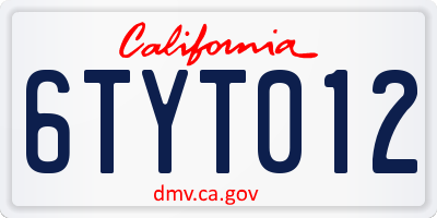 CA license plate 6TYT012