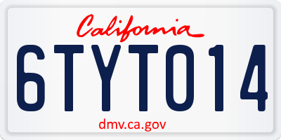 CA license plate 6TYT014