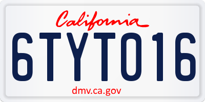 CA license plate 6TYT016