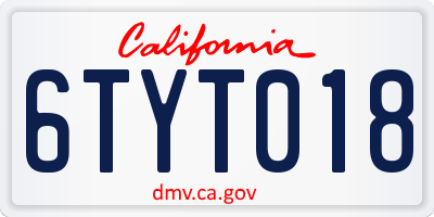 CA license plate 6TYT018