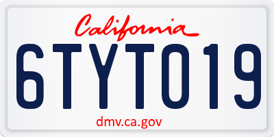CA license plate 6TYT019