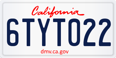 CA license plate 6TYT022